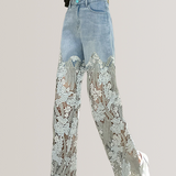 Design Lace Splicing Long Pants - liwisi