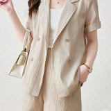 Striped Color Block Three-Piece Set - liwisi