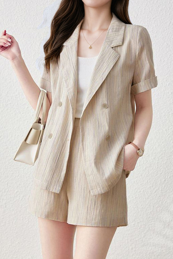 Striped Color Block Three-Piece Set - liwisi