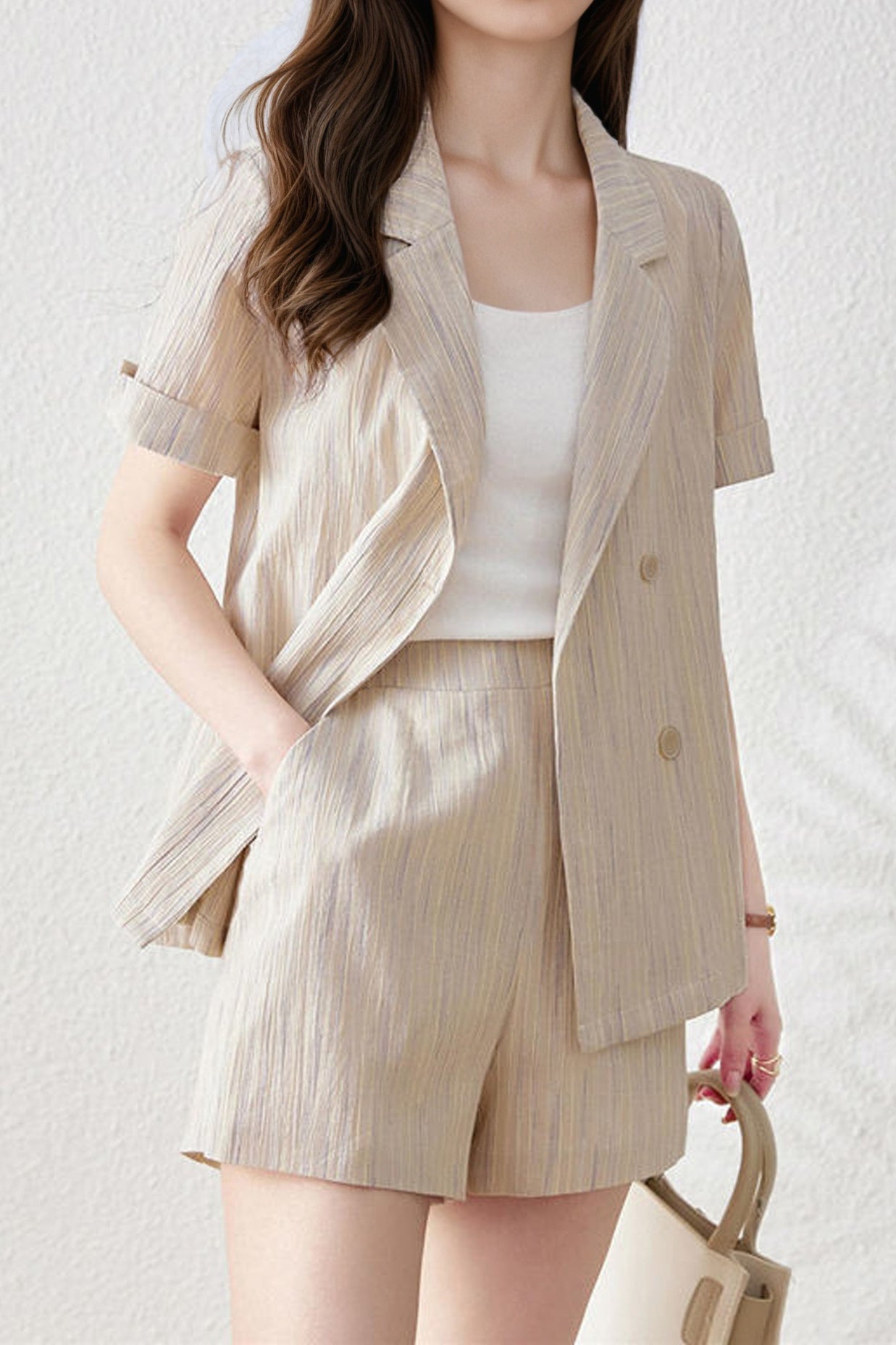 Striped Color Block Three-Piece Set - liwisi