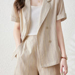 Striped Color Block Three-Piece Set - liwisi