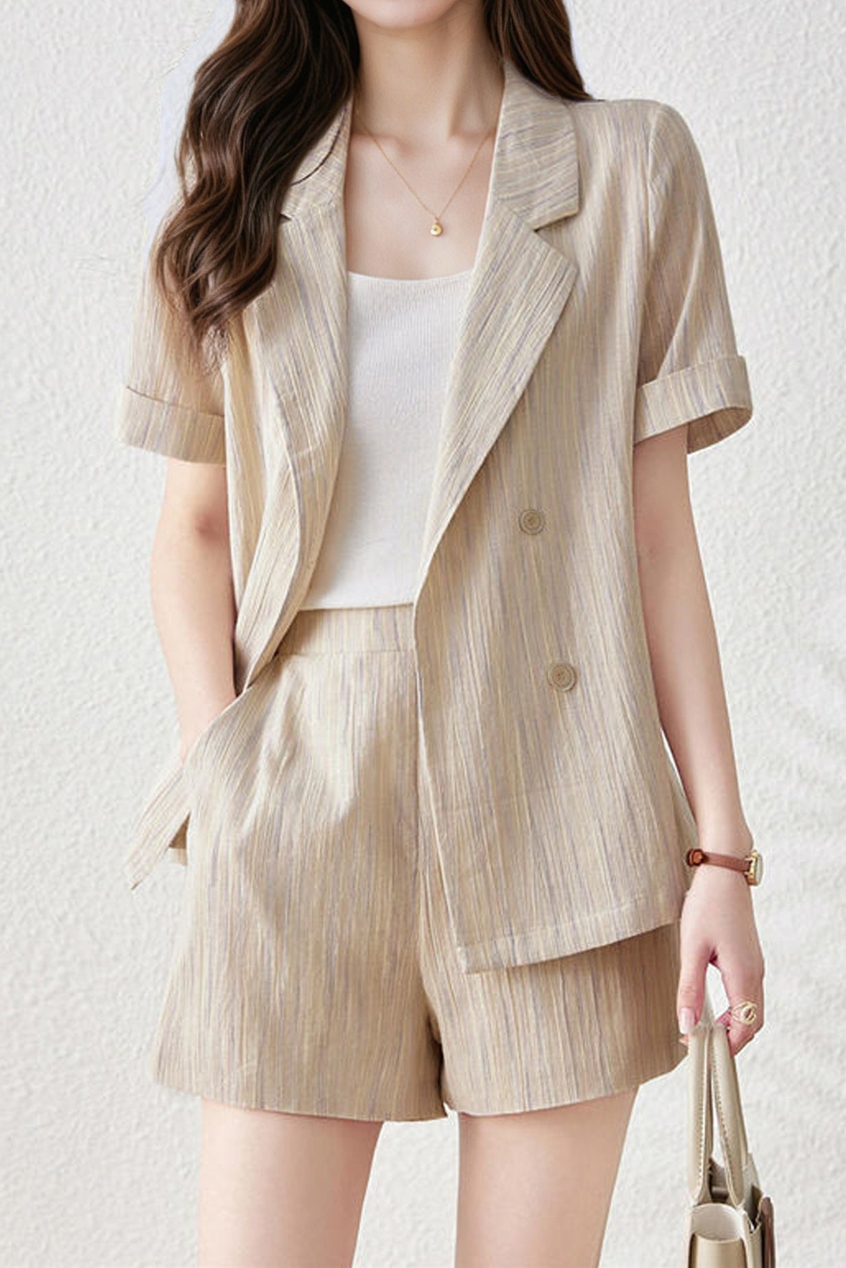 Striped Color Block Three-Piece Set - liwisi