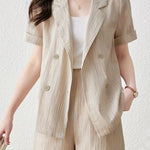 Striped Color Block Three-Piece Set - liwisi