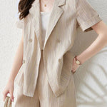 Striped Color Block Three-Piece Set - liwisi