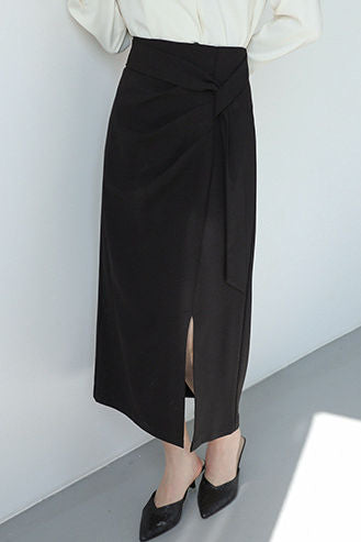 Irregular Pleated Front Split Straight Skirt - liwisi
