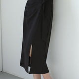 Irregular Pleated Front Split Straight Skirt - liwisi