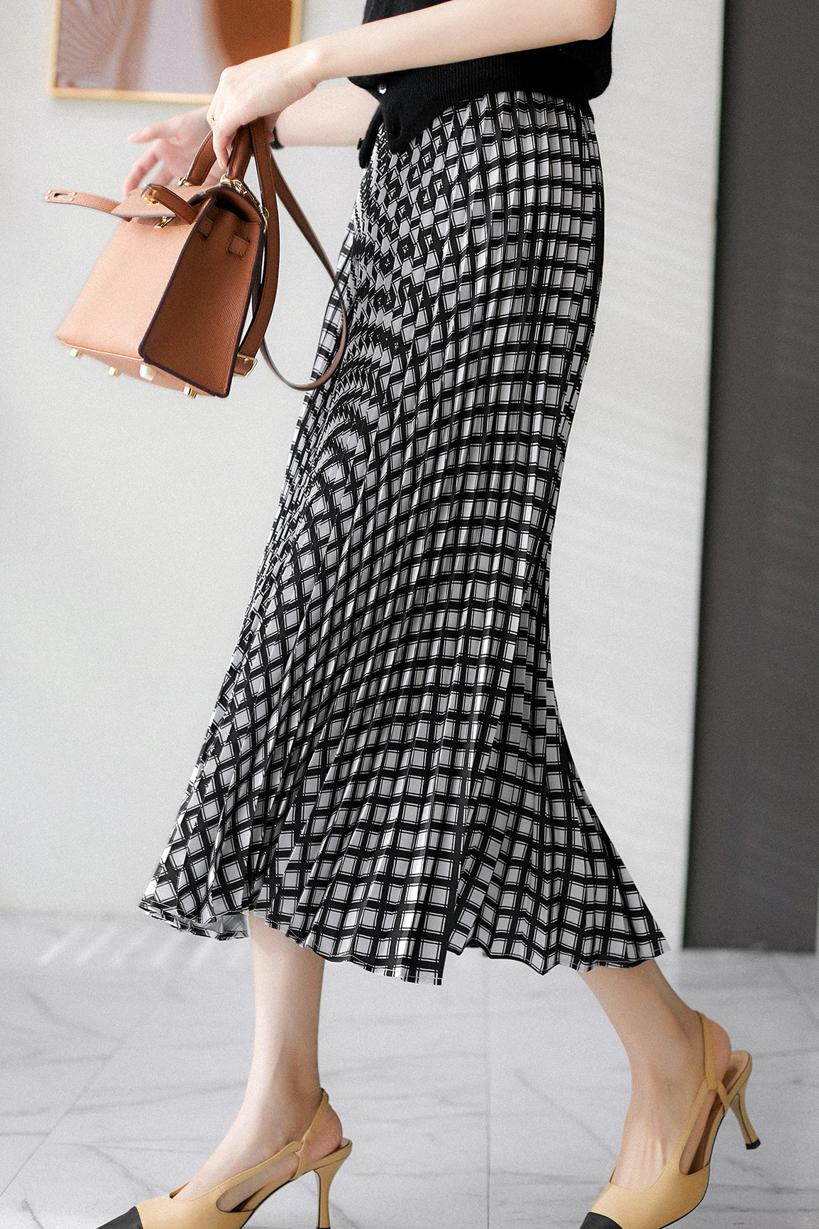 Vintage Plaid Pleated Skirt - liwisi