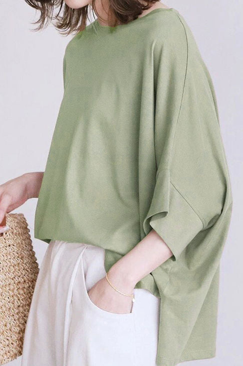 Comfortable batwing sleeve T-shirt - liwisi