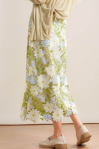 Embroidered floral hollow skirt - liwisi