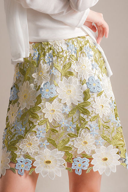Embroidered floral hollow skirt - liwisi
