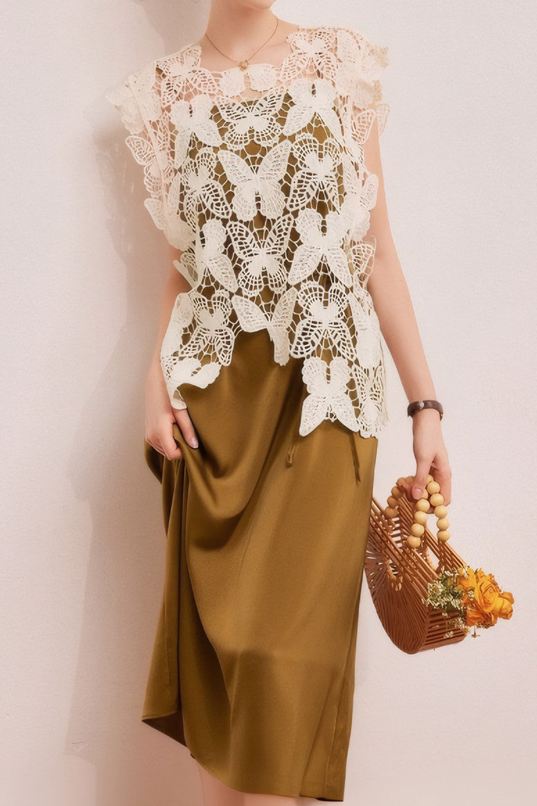 Butterfly hollow tank dress two-piece set - liwisi