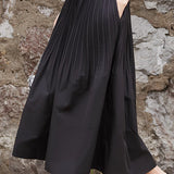 Ruffle edge solid color pleated skirt - liwisi