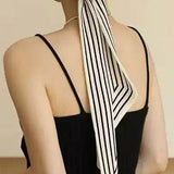 Simple striped long silk scarf - liwisi