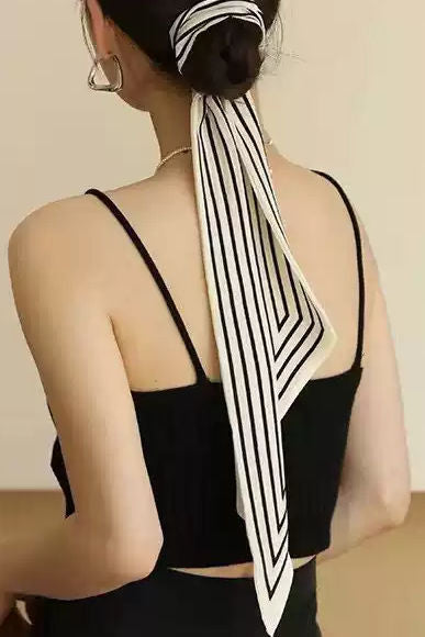 Simple striped long silk scarf - liwisi