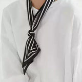 Simple striped long silk scarf - liwisi