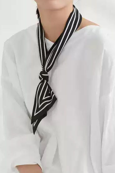 Simple striped long silk scarf - liwisi