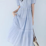 V-neck lace spliced dress - liwisi