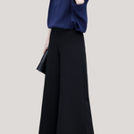 V-neck top and wide-leg pants set - liwisi