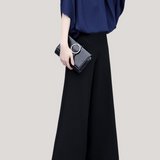 V-neck top and wide-leg pants set - liwisi