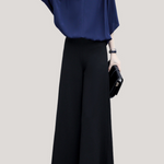 V-neck top and wide-leg pants set - liwisi