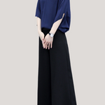 V-neck top and wide-leg pants set - liwisi