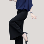 V-neck top and wide-leg pants set - liwisi