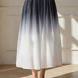 Gradient ruched midi skirt - liwisi