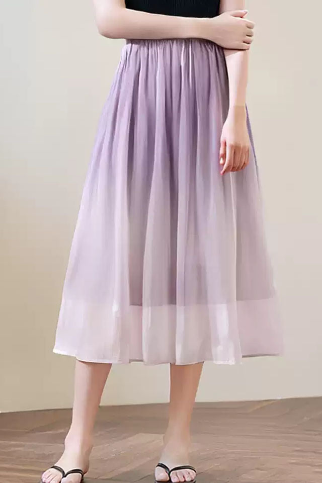 Gradient ruched midi skirt - liwisi
