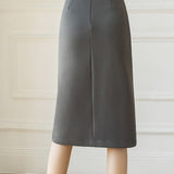 High-waisted pleated side-slit skirt - liwisi
