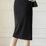 High-waisted pleated side-slit skirt - liwisi
