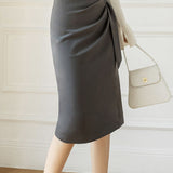 High-waisted pleated side-slit skirt - liwisi