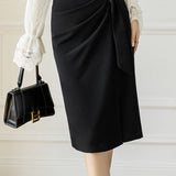 High-waisted pleated side-slit skirt - liwisi