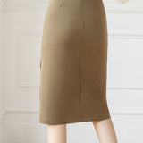 High-waisted pleated side-slit skirt - liwisi