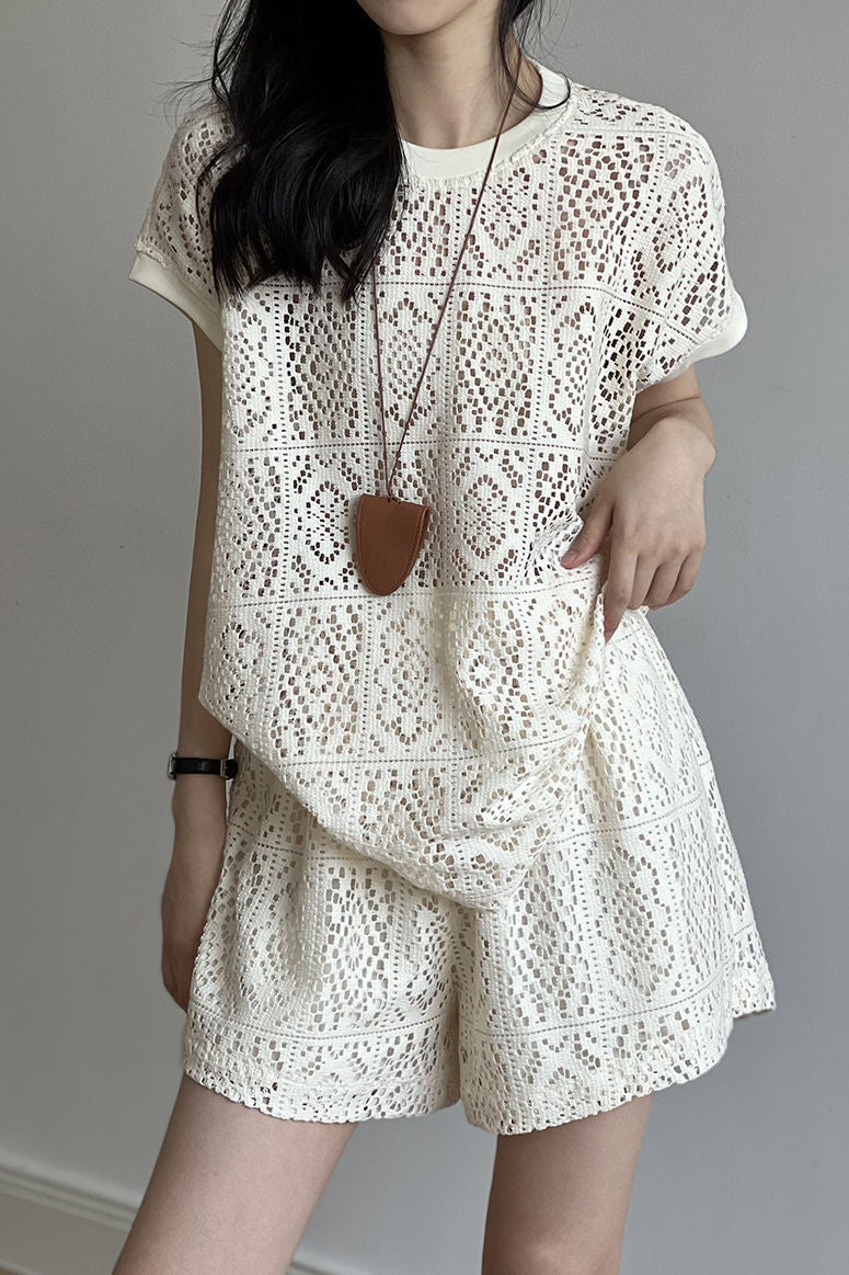 Heavily embroidered hollow lace set - liwisi