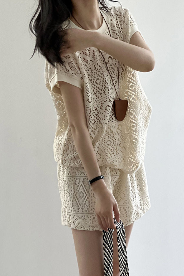 Heavily embroidered hollow lace set - liwisi