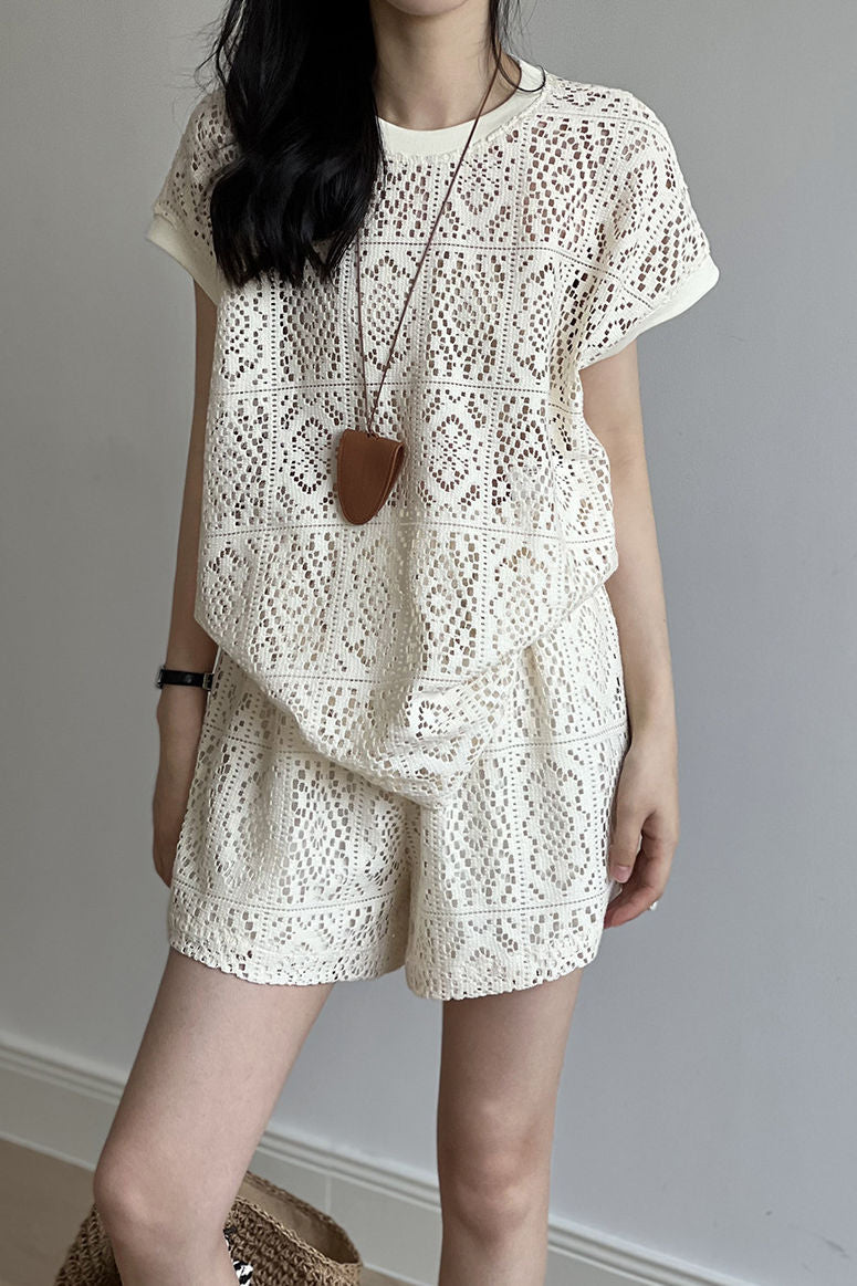 Heavily embroidered hollow lace set - liwisi