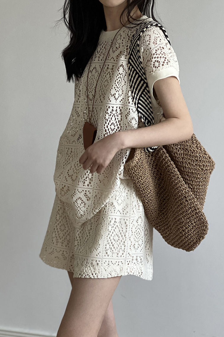Heavily embroidered hollow lace set - liwisi