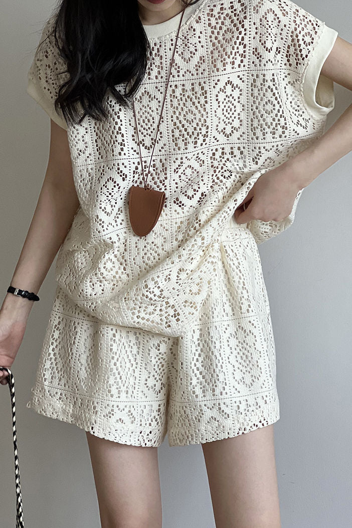 Heavily embroidered hollow lace set - liwisi
