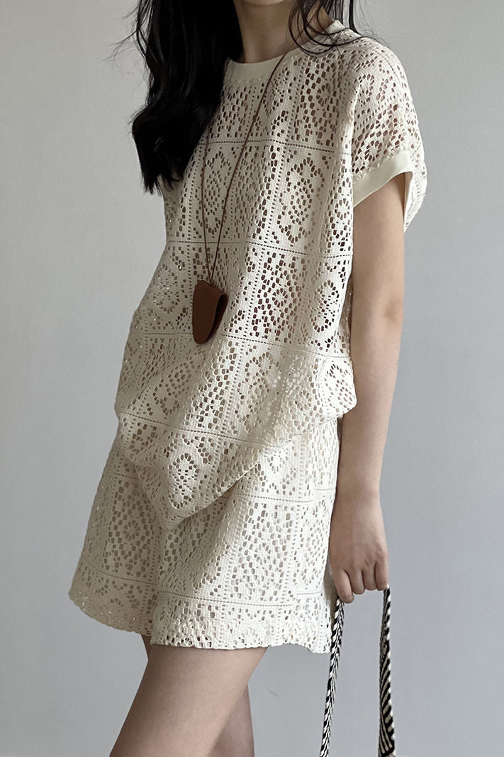 Heavily embroidered hollow lace set - liwisi