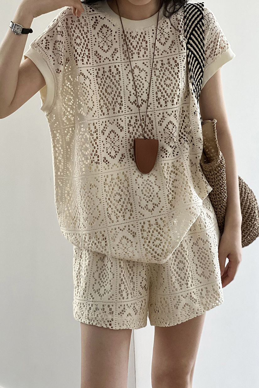 Heavily embroidered hollow lace set - liwisi