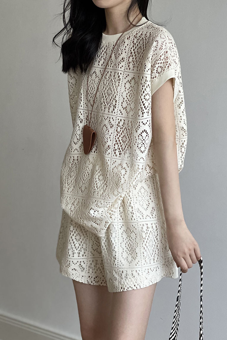 Heavily embroidered hollow lace set - liwisi