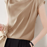 French design pleated short sleeve top - liwisi
