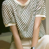 Round neck printed short sleeve T-shirt - liwisi