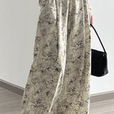 Ink wash printed wide-leg pants - liwisi
