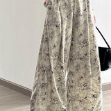 Ink wash printed wide-leg pants - liwisi