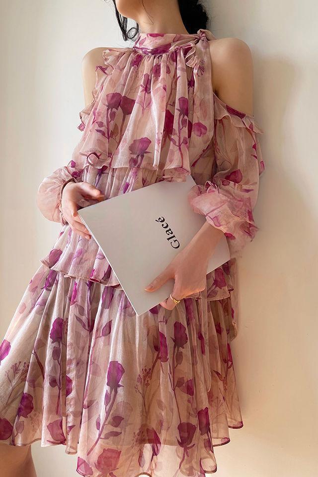 Floral off-shoulder dress - liwisi