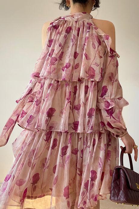 Floral off-shoulder dress - liwisi