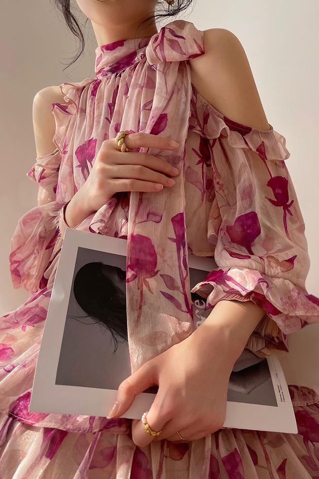 Floral off-shoulder dress - liwisi