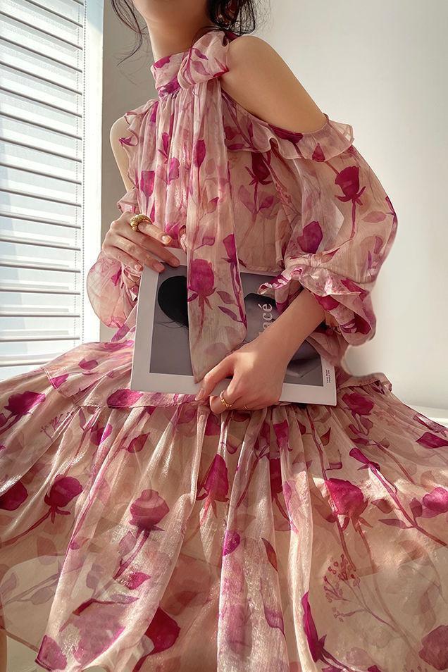 Floral off-shoulder dress - liwisi