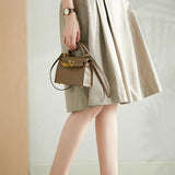 High-waisted pleated A-line skirt - liwisi
